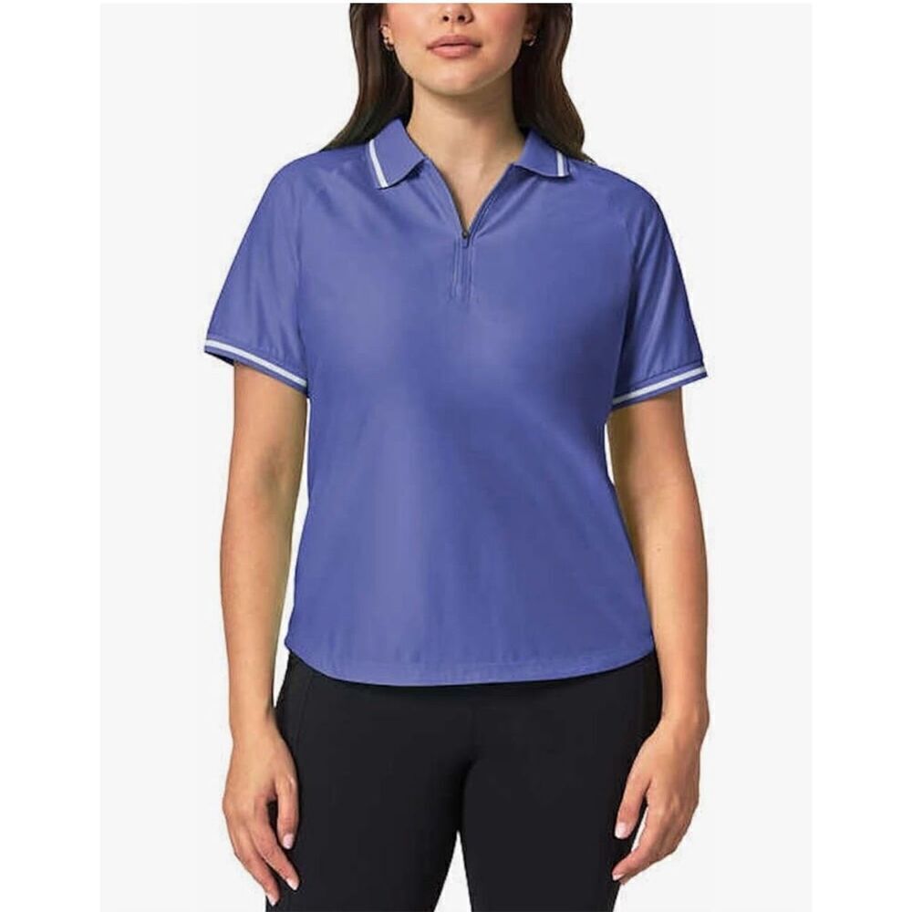 NWT Mondetta Women's Sz L Active Purple 1/4-Zip Short Sleeve Mesh Polo Shirt